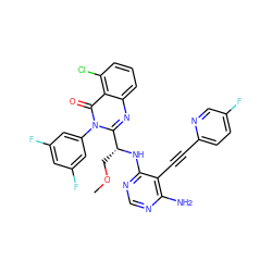 COC[C@@H](Nc1ncnc(N)c1C#Cc1ccc(F)cn1)c1nc2cccc(Cl)c2c(=O)n1-c1cc(F)cc(F)c1 ZINC000219103015