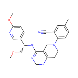 COC[C@@H](Nc1ncnc2c1CN(c1ccc(C)cc1C#N)CC2)c1ccc(OC)nc1 ZINC000148786250