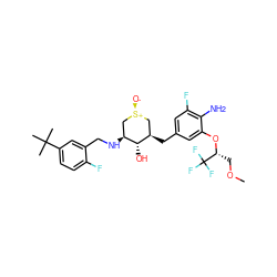 COC[C@@H](Oc1cc(C[C@@H]2C[S@+]([O-])C[C@H](NCc3cc(C(C)(C)C)ccc3F)[C@H]2O)cc(F)c1N)C(F)(F)F ZINC000138282697