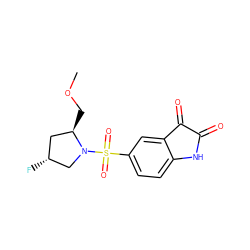 COC[C@@H]1C[C@@H](F)CN1S(=O)(=O)c1ccc2c(c1)C(=O)C(=O)N2 ZINC000096271856