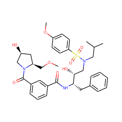 COC[C@@H]1C[C@H](O)CN1C(=O)c1cccc(C(=O)N[C@@H](Cc2ccccc2)[C@H](O)CN(CC(C)C)S(=O)(=O)c2ccc(OC)cc2)c1 ZINC000473155077