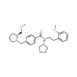 COC[C@@H]1CCCN1Cc1ccc(C(=O)N(CCc2ccccc2OC)[C@@H]2CCNC2)cc1 ZINC000028823669