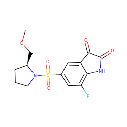 COC[C@@H]1CCCN1S(=O)(=O)c1cc(F)c2c(c1)C(=O)C(=O)N2 ZINC000299829574