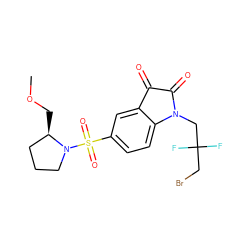 COC[C@@H]1CCCN1S(=O)(=O)c1ccc2c(c1)C(=O)C(=O)N2CC(F)(F)CBr ZINC000040878041