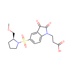 COC[C@@H]1CCCN1S(=O)(=O)c1ccc2c(c1)C(=O)C(=O)N2CCC(=O)O ZINC000045505694