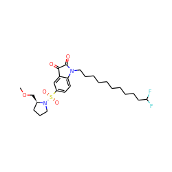 COC[C@@H]1CCCN1S(=O)(=O)c1ccc2c(c1)C(=O)C(=O)N2CCCCCCCCCCC(F)F ZINC000040938015