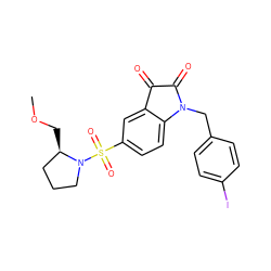 COC[C@@H]1CCCN1S(=O)(=O)c1ccc2c(c1)C(=O)C(=O)N2Cc1ccc(I)cc1 ZINC000037866137