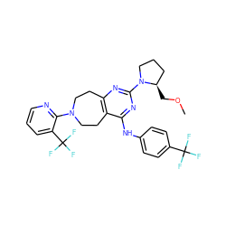 COC[C@@H]1CCCN1c1nc2c(c(Nc3ccc(C(F)(F)F)cc3)n1)CCN(c1ncccc1C(F)(F)F)CC2 ZINC000144965506