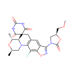 COC[C@@H]1CN(c2noc3c(F)c4c(cc23)CC2(C(=O)NC(=O)NC2=O)[C@@H]2[C@@H](C)O[C@H](C)CN42)C(=O)O1 ZINC000148005721