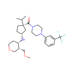 COC[C@@H]1COCC[C@@H]1N[C@@H]1CC[C@@](C(=O)N2CCN(c3cccc(C(F)(F)F)c3)CC2)(C(C)C)C1 ZINC000034638266
