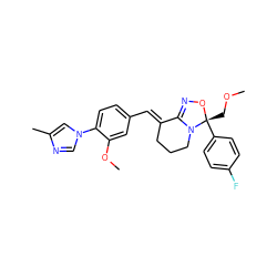 COC[C@]1(c2ccc(F)cc2)ON=C2/C(=C/c3ccc(-n4cnc(C)c4)c(OC)c3)CCCN21 ZINC000073199028