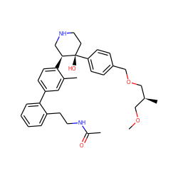 COC[C@H](C)COCc1ccc([C@@]2(O)CCNC[C@@H]2c2ccc(-c3ccccc3CCNC(C)=O)cc2C)cc1 ZINC000068246307