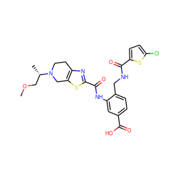 COC[C@H](C)N1CCc2nc(C(=O)Nc3cc(C(=O)O)ccc3CNC(=O)c3ccc(Cl)s3)sc2C1 ZINC000073162332