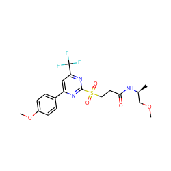 COC[C@H](C)NC(=O)CCS(=O)(=O)c1nc(-c2ccc(OC)cc2)cc(C(F)(F)F)n1 ZINC000004356519