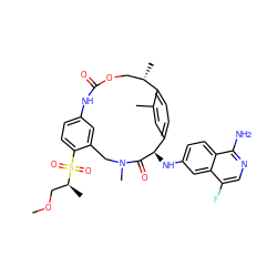 COC[C@H](C)S(=O)(=O)c1ccc2cc1CN(C)C(=O)[C@H](Nc1ccc3c(N)ncc(F)c3c1)c1ccc(c(C)c1)[C@@H](C)COC(=O)N2 ZINC001772593619