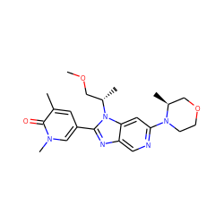 COC[C@H](C)n1c(-c2cc(C)c(=O)n(C)c2)nc2cnc(N3CCOC[C@@H]3C)cc21 ZINC001772611603