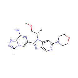 COC[C@H](C)n1c(-c2cn3c(C)nnc3c(N)n2)nc2cnc(N3CCOCC3)cc21 ZINC001772581539