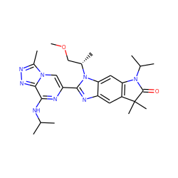 COC[C@H](C)n1c(-c2cn3c(C)nnc3c(NC(C)C)n2)nc2cc3c(cc21)N(C(C)C)C(=O)C3(C)C ZINC001772581453