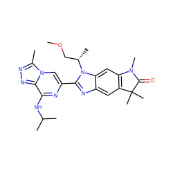 COC[C@H](C)n1c(-c2cn3c(C)nnc3c(NC(C)C)n2)nc2cc3c(cc21)N(C)C(=O)C3(C)C ZINC001772644124