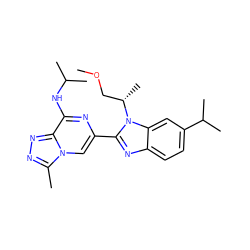 COC[C@H](C)n1c(-c2cn3c(C)nnc3c(NC(C)C)n2)nc2ccc(C(C)C)cc21 ZINC001772648419