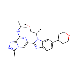 COC[C@H](C)n1c(-c2cn3c(C)nnc3c(NC(C)C)n2)nc2ccc(C3CCOCC3)cc21 ZINC001772656958