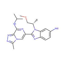 COC[C@H](C)n1c(-c2cn3c(C)nnc3c(NC(C)C)n2)nc2ccc(N)cc21 ZINC001772599403