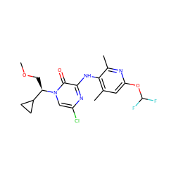 COC[C@H](C1CC1)n1cc(Cl)nc(Nc2c(C)cc(OC(F)F)nc2C)c1=O ZINC000049066797