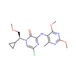 COC[C@H](C1CC1)n1cc(Cl)nc(Nc2c(C)nc(OC)nc2OC)c1=O ZINC000049070596