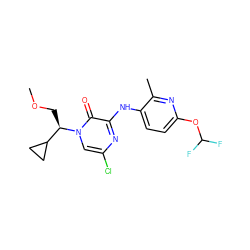 COC[C@H](C1CC1)n1cc(Cl)nc(Nc2ccc(OC(F)F)nc2C)c1=O ZINC000049066796