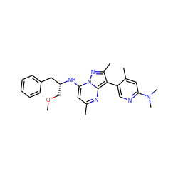 COC[C@H](Cc1ccccc1)Nc1cc(C)nc2c(-c3cnc(N(C)C)cc3C)c(C)nn12 ZINC000013583150