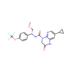 COC[C@H](NC(=O)N1CC(=O)Nc2cc(C3CC3)cnc21)c1ccc(OC(F)(F)F)cc1 ZINC001772575397