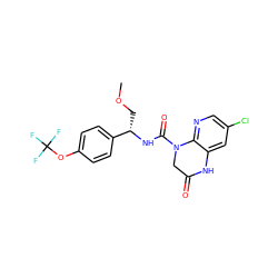 COC[C@H](NC(=O)N1CC(=O)Nc2cc(Cl)cnc21)c1ccc(OC(F)(F)F)cc1 ZINC001772615736