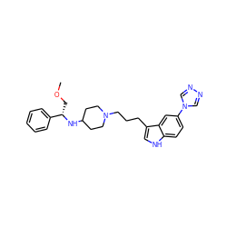 COC[C@H](NC1CCN(CCCc2c[nH]c3ccc(-n4cnnc4)cc23)CC1)c1ccccc1 ZINC000013802542