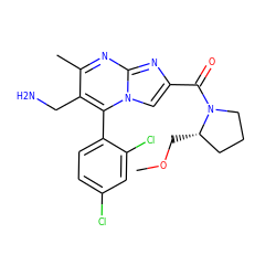 COC[C@H]1CCCN1C(=O)c1cn2c(-c3ccc(Cl)cc3Cl)c(CN)c(C)nc2n1 ZINC000058581138