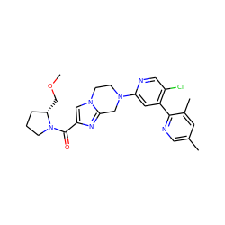 COC[C@H]1CCCN1C(=O)c1cn2c(n1)CN(c1cc(-c3ncc(C)cc3C)c(Cl)cn1)CC2 ZINC000169342743