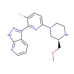 COC[C@H]1CN(c2ccc(F)c(-c3n[nH]c4ncccc34)n2)CCN1 ZINC000095581574