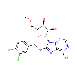 COC[C@H]1O[C@@H](n2c(NCc3ccc(Cl)c(Cl)c3)nc3c(N)ncnc32)[C@H](O)[C@@H]1O ZINC000040406529