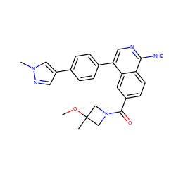 COC1(C)CN(C(=O)c2ccc3c(N)ncc(-c4ccc(-c5cnn(C)c5)cc4)c3c2)C1 ZINC000653823855