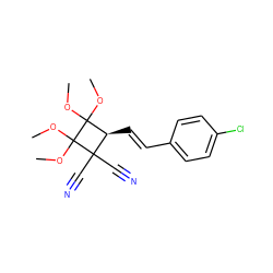 COC1(OC)[C@@H](/C=C/c2ccc(Cl)cc2)C(C#N)(C#N)C1(OC)OC ZINC000000721497