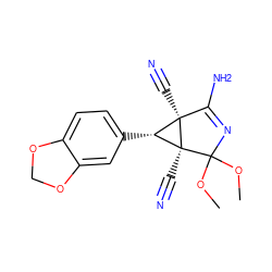 COC1(OC)N=C(N)[C@]2(C#N)[C@@H](c3ccc4c(c3)OCO4)[C@]12C#N ZINC000053253902