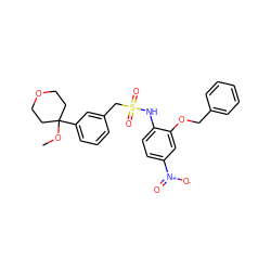 COC1(c2cccc(CS(=O)(=O)Nc3ccc([N+](=O)[O-])cc3OCc3ccccc3)c2)CCOCC1 ZINC000066102938