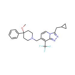 COC1(c2ccccc2)CCN(Cc2ccn3c(CC4CC4)nnc3c2C(F)(F)F)CC1 ZINC000143240144