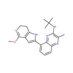 COC1=NCCc2[nH]c(-c3cccc4nc(C)c(NC(C)(C)C)nc34)cc21 ZINC000206088282