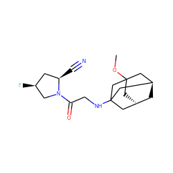 COC12C[C@H]3C[C@@H](CC(NCC(=O)N4C[C@@H](F)C[C@H]4C#N)(C3)C1)C2 ZINC000101165320