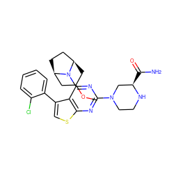 COC1C[C@@H]2CC[C@H](C1)N2c1nc(N2CCN[C@H](C(N)=O)C2)nc2scc(-c3ccccc3Cl)c12 ZINC000146541396