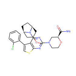 COC1C[C@@H]2CC[C@H](C1)N2c1nc(N2CCO[C@H](C(N)=O)C2)nc2scc(-c3ccccc3Cl)c12 ZINC000146445362