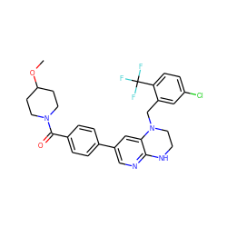 COC1CCN(C(=O)c2ccc(-c3cnc4c(c3)N(Cc3cc(Cl)ccc3C(F)(F)F)CCN4)cc2)CC1 ZINC000049804030