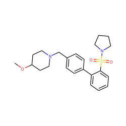 COC1CCN(Cc2ccc(-c3ccccc3S(=O)(=O)N3CCCC3)cc2)CC1 ZINC000072116355