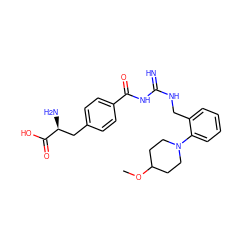 COC1CCN(c2ccccc2CNC(=N)NC(=O)c2ccc(C[C@H](N)C(=O)O)cc2)CC1 ZINC000653852856