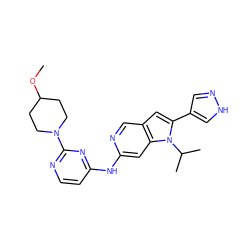 COC1CCN(c2nccc(Nc3cc4c(cn3)cc(-c3cn[nH]c3)n4C(C)C)n2)CC1 ZINC000219082921